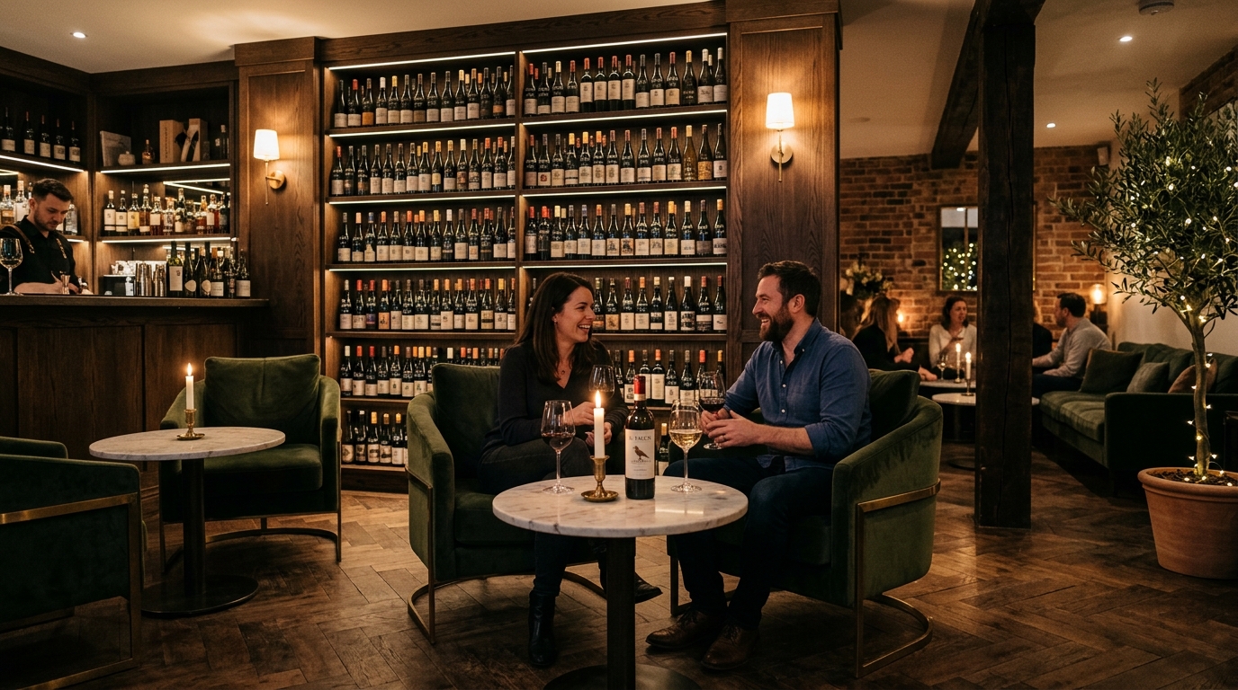 Kameralne wnętrze wine baru Winetto w Izabelinie